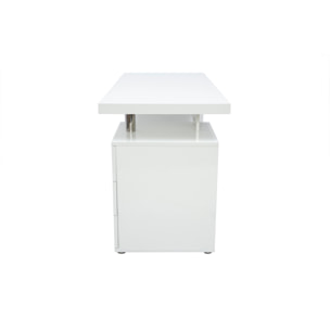 Bureau avec rangements 3 tiroirs design blanc laqué brillant L140 cm CALIX
