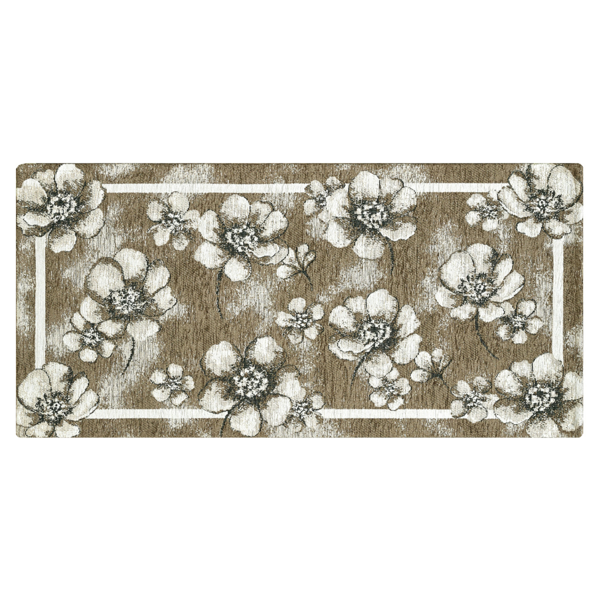 Tappeto Jacquard Ideale Cucina Ingresso Made In Italy Antiscivolo, Lavabile, Morbido Disegno Emily Fango By Suardi