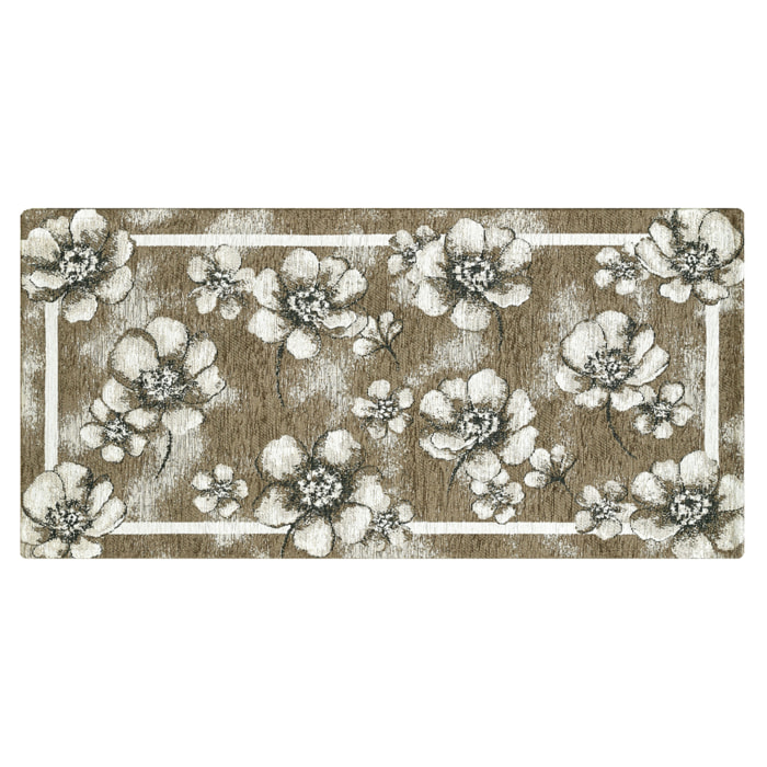 Tappeto Jacquard Ideale Cucina Ingresso Made In Italy Antiscivolo, Lavabile, Morbido Disegno Emily Fango By Suardi