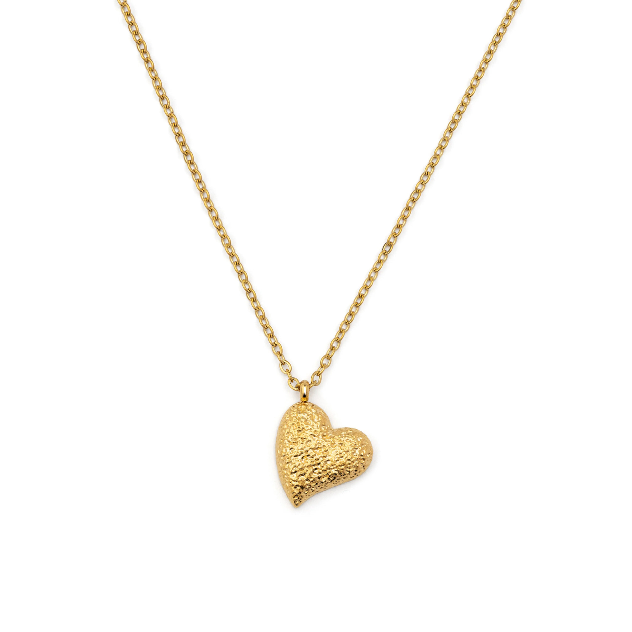 Collar Organic Heart Acero Baño Oro