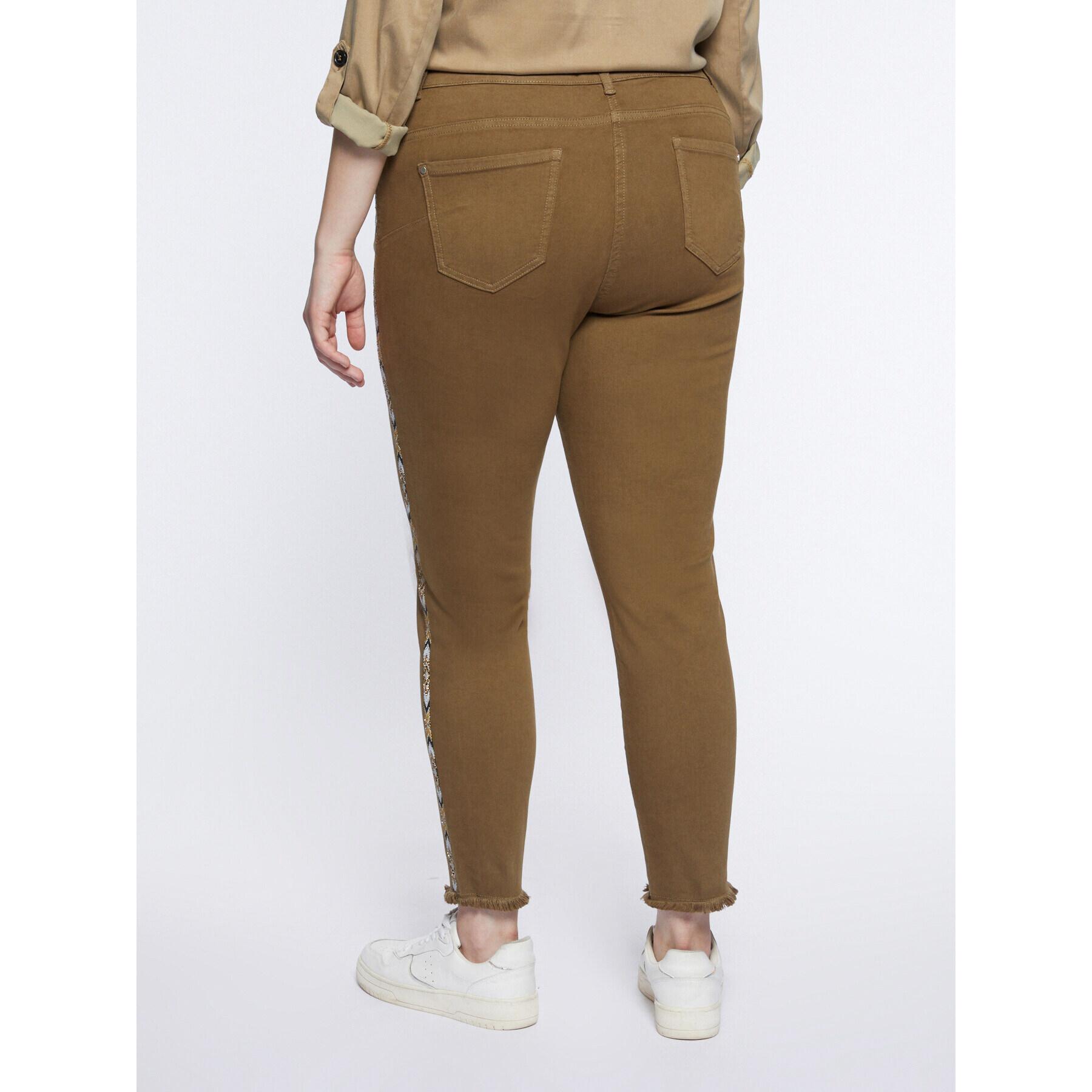 Fiorella Rubino - Pantaloni skinny con applicazioni laterali - Marrone