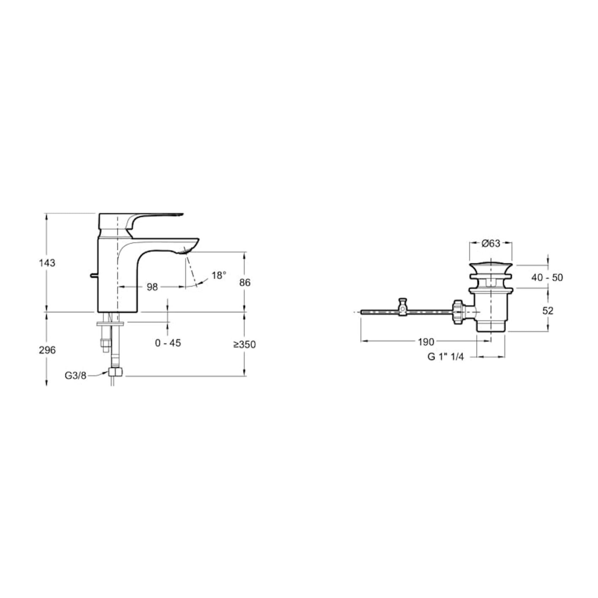 Mitigeur lavabo Aleo+ avec tirette