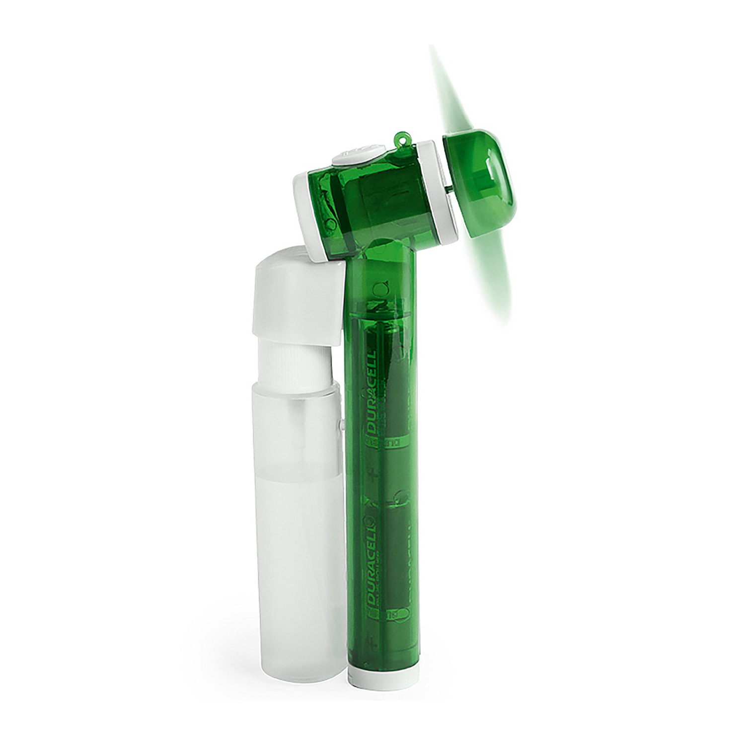 Ventilador vaporizador portátil con depósito de 35 ml y pulverización manual de agua.