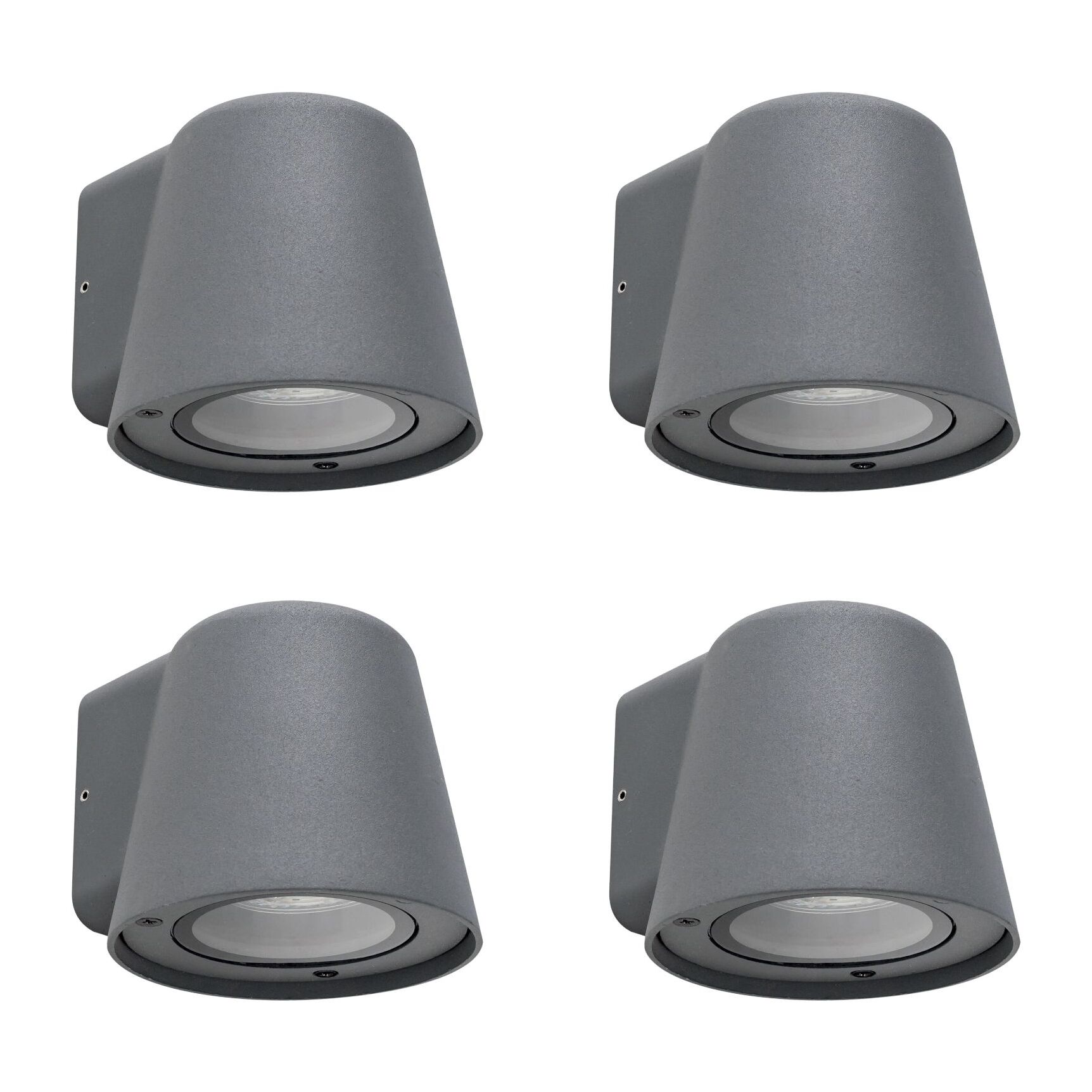 FORLIGHT Cone - 4 Apliques de Pared Exterior de 1 Foco GU10 con IP44 de Color Negro