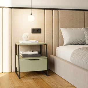 Mesita de noche Oksa Verde - Negro