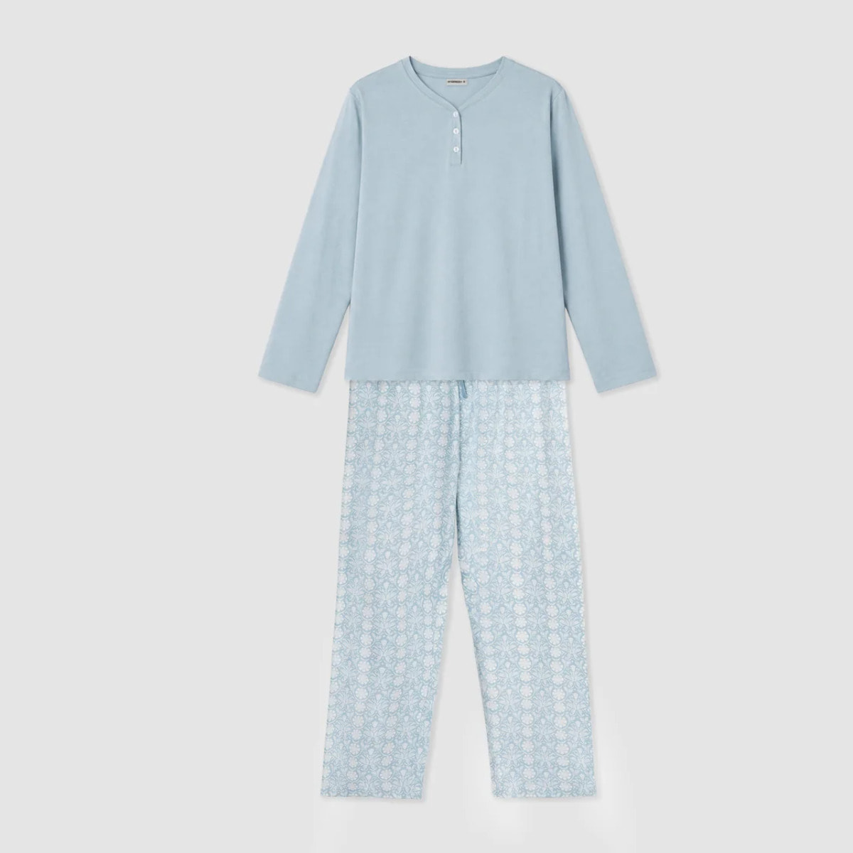 Pijama largo de algodón con escote pico riana índigo