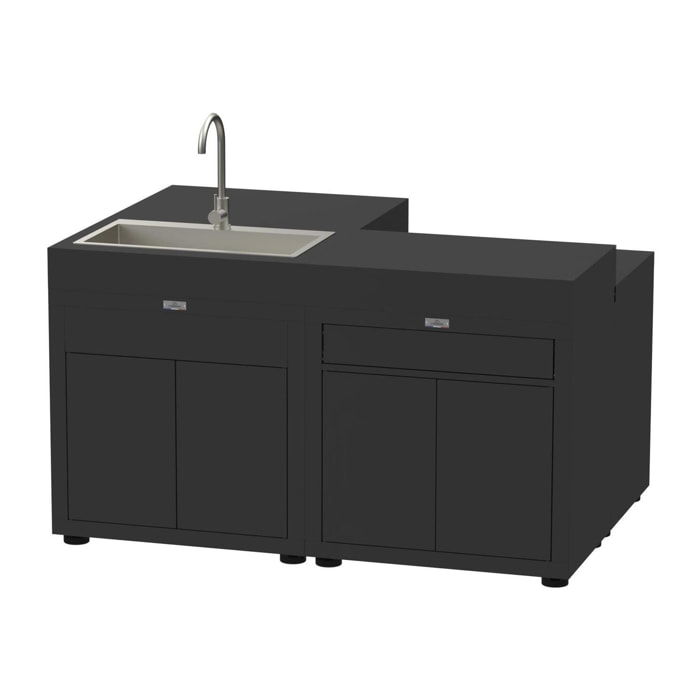 LE MARQUIER - CUISINE ILOT 4 ELEMENTS NOIR