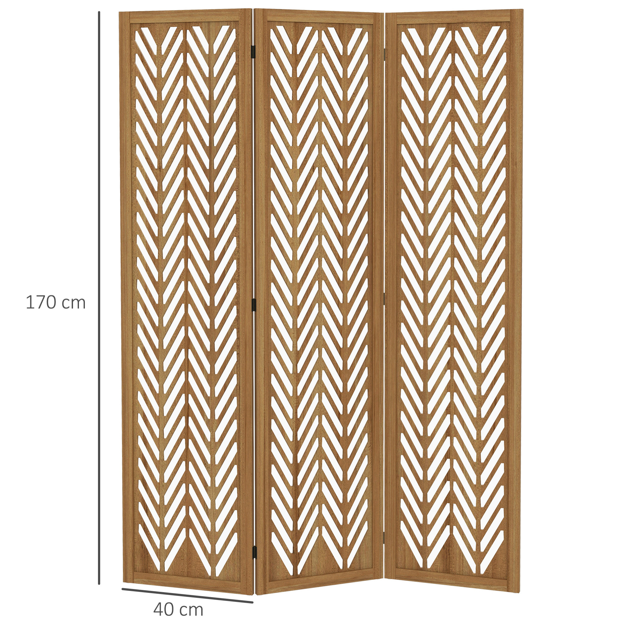 Biombo de 3 Paneles Separador de Ambientes Plegable 120x1,7x170 cm Divisor de Habitación de Madera con Patrones Geométricos para Oficina Dormitorio Natural