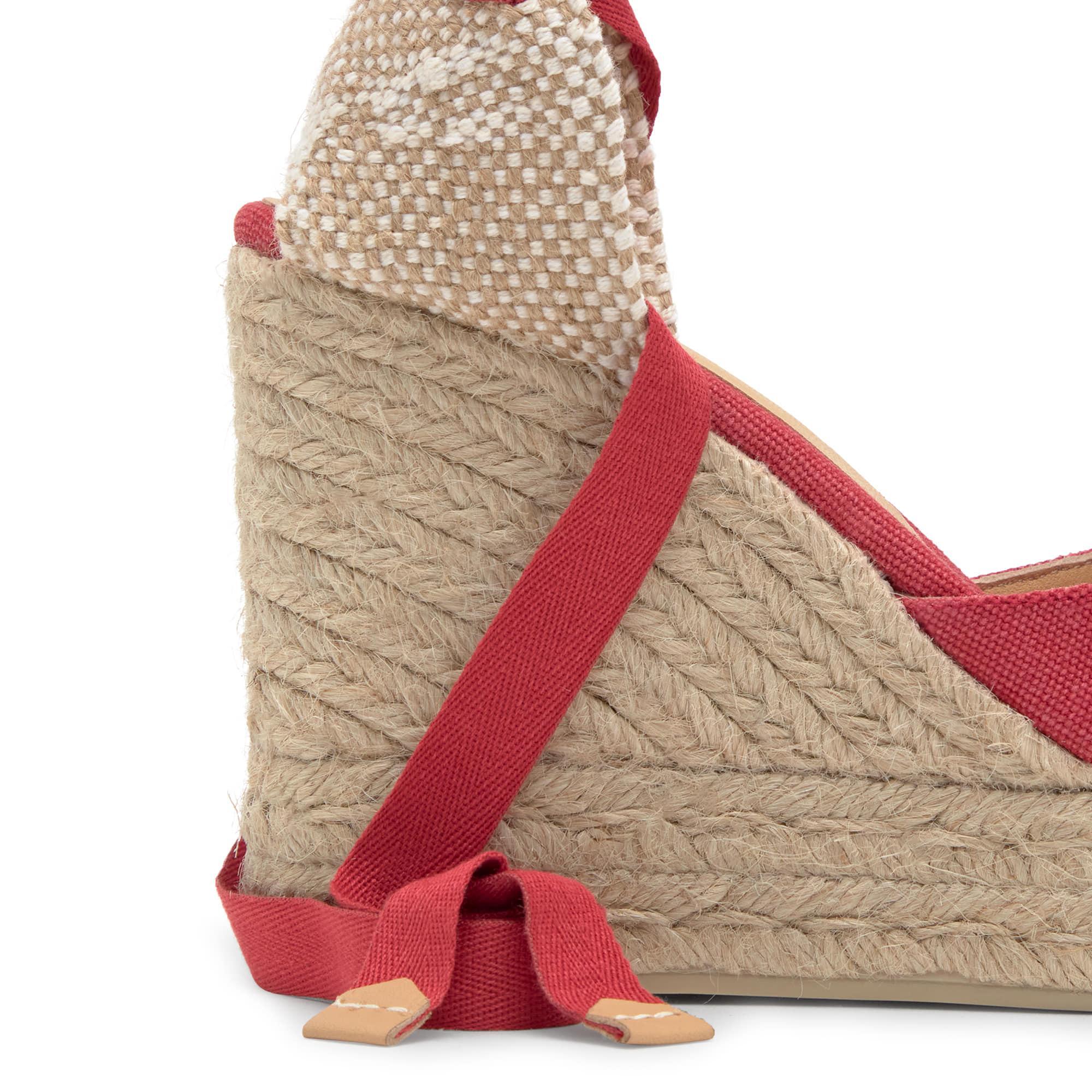 Alpargatas de cuña de mujer Carina en algodón orgánico lavado y doble plataforma