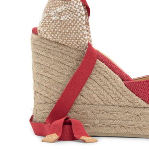 Alpargatas de cuña de mujer Carina en algodón orgánico lavado y doble plataforma