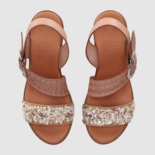 Sandalias de Piel - Beig - Tacón: 5 cm