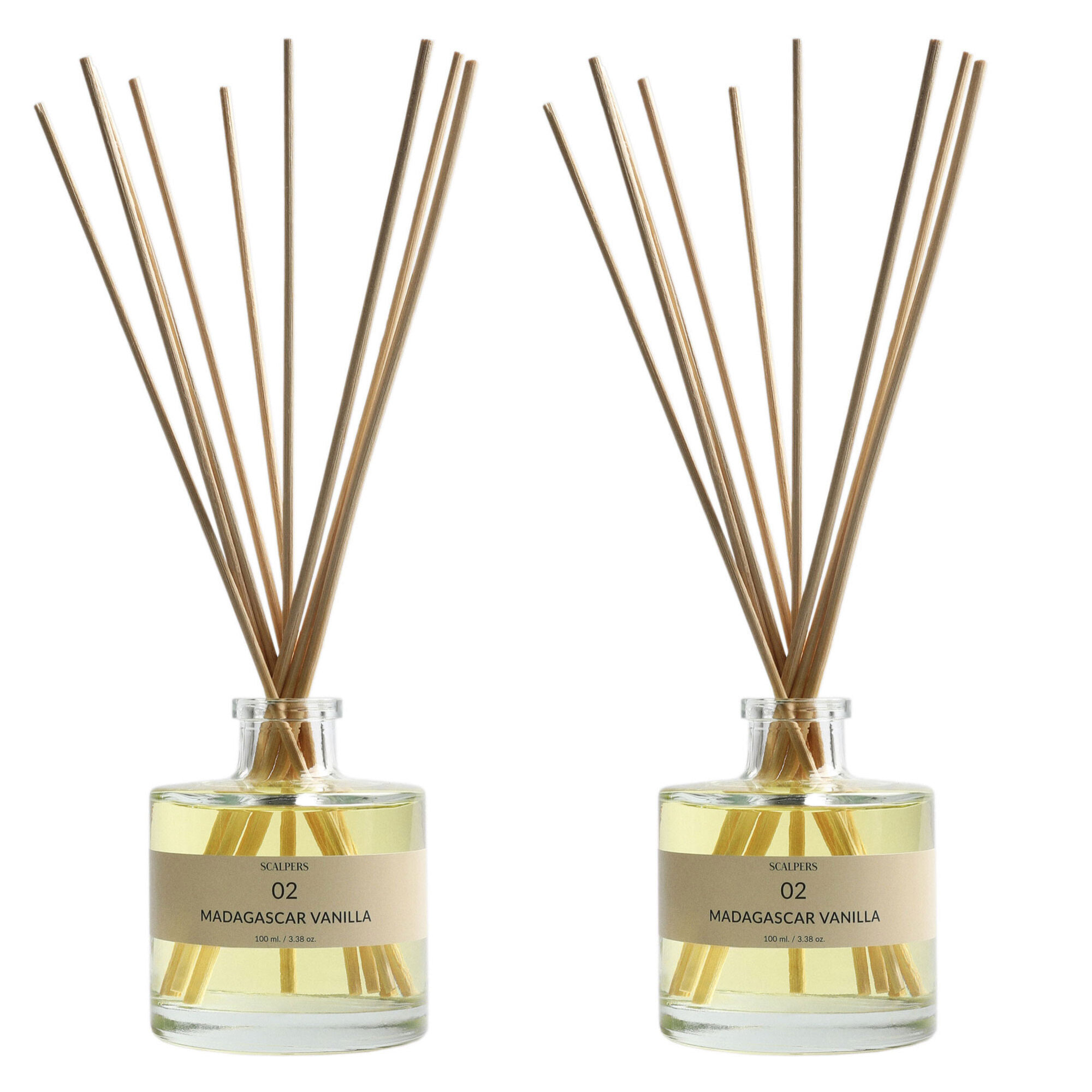 Set de 2 difusores mikado de 100ml aroma vainilla de madagascar scalpers