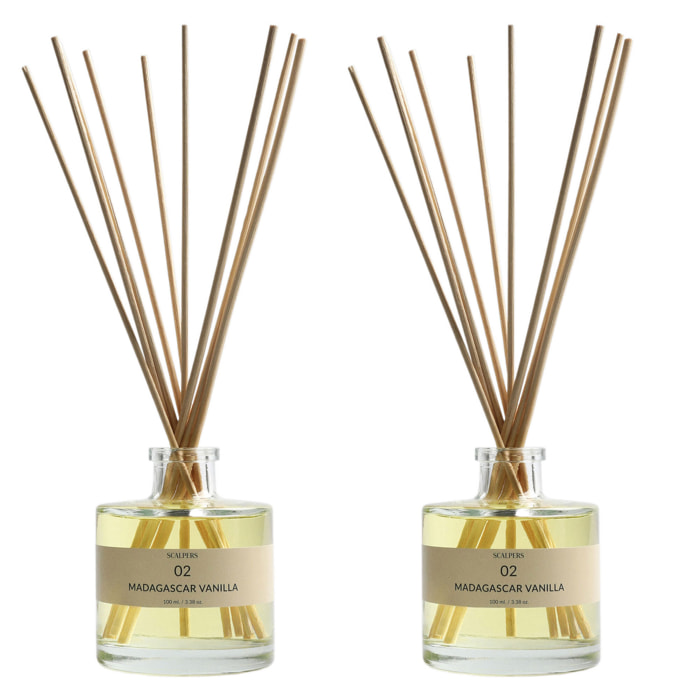 Set de 2 difusores mikado de 100ml aroma vainilla de madagascar scalpers