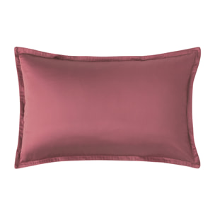 Taie d'oreiller unie en satin de coton bio, TEOPHILE, Rouge Cosmos