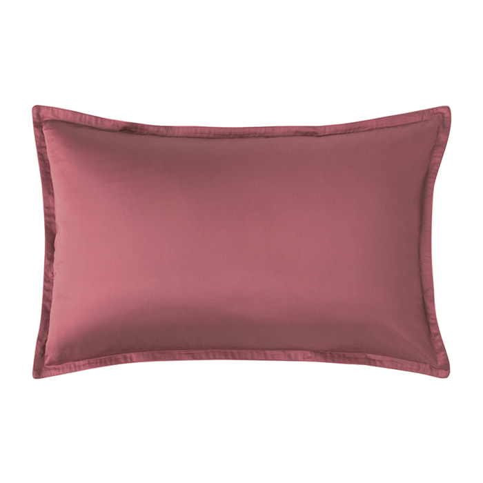 Taie d'oreiller unie en satin de coton bio, TEOPHILE, Rouge Cosmos