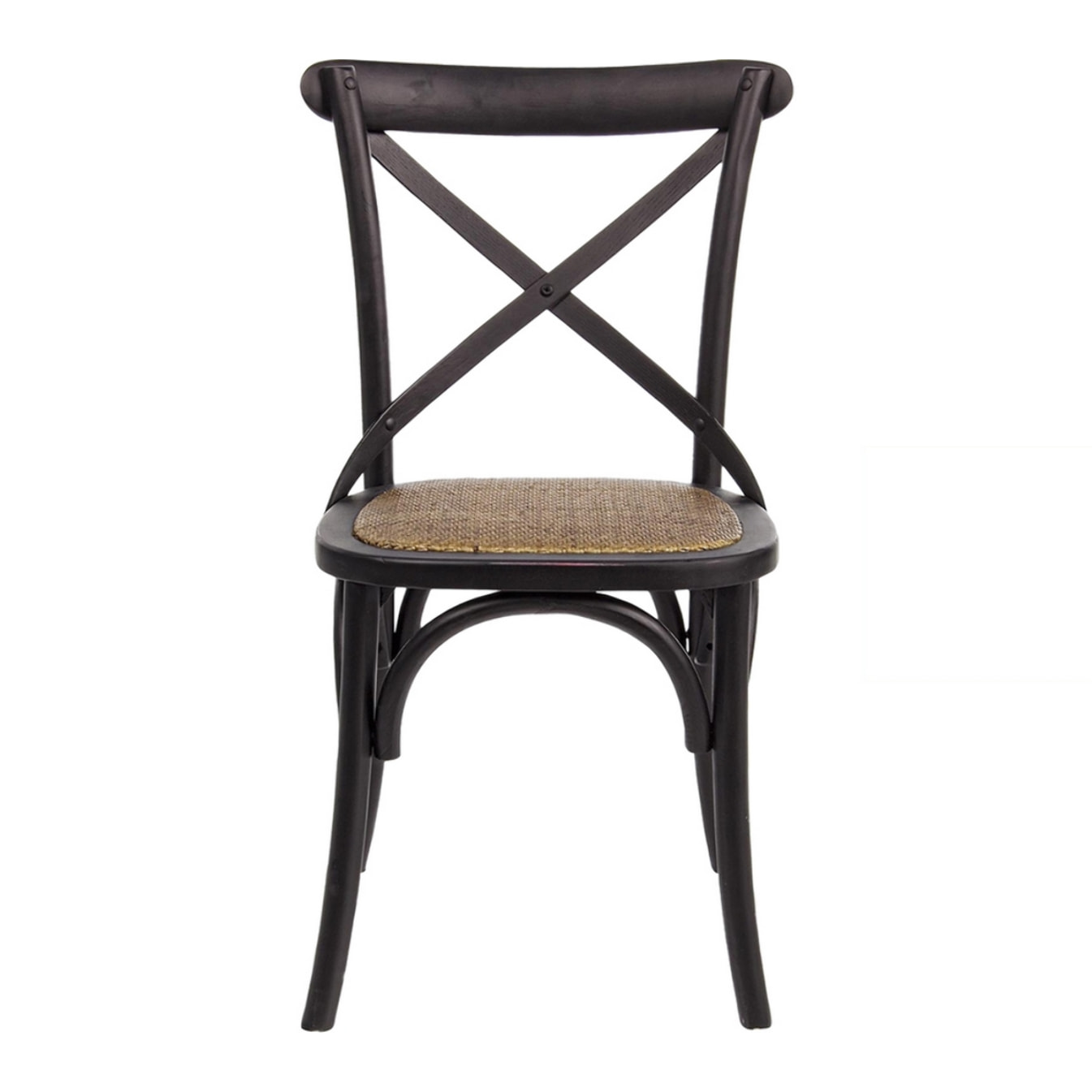 Sedie bistrot o sala da pranzo in legno nero e rattan - Cross