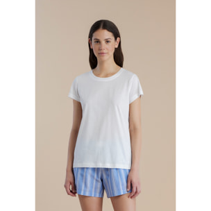 Pigiama donna in cotone top girocollo e pantalone corto articolo stripes Noidinotte