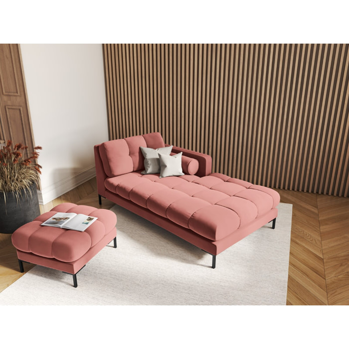 Méridienne droite "Bali" en velours rose