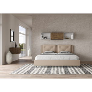 Lit king size avec sommier rembourrée 180x210 similicuir taupe Appia