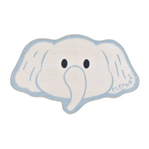 CANDY Alfombra infantil lavable con forma elefante blanco, 75x120 cm