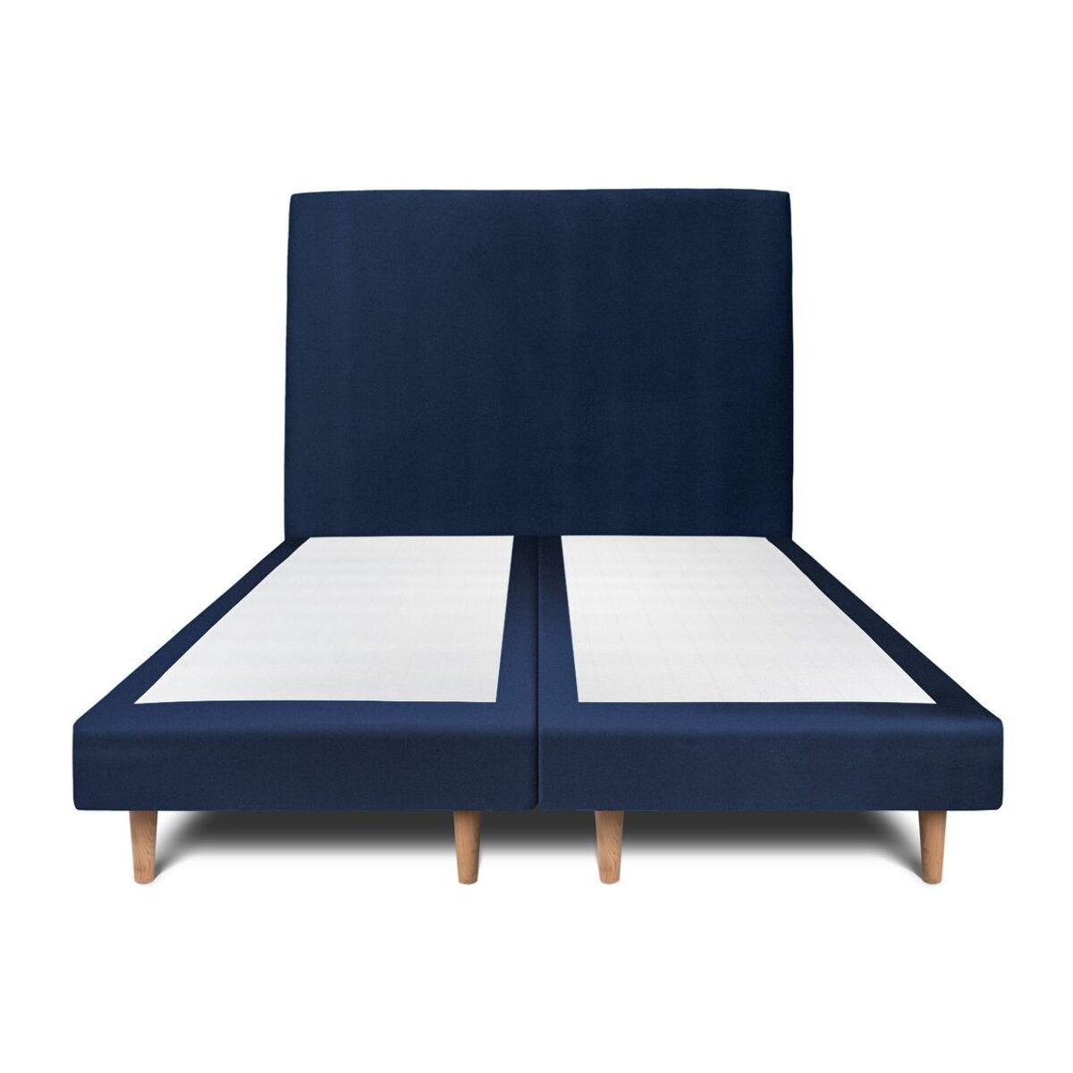 Lit avec tête de lit tapissée velours et sommier tapissier ep14