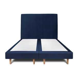 Lit avec tête de lit tapissée velours et sommier tapissier ep14