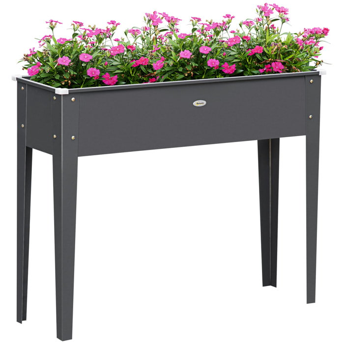 Jardinière sur pied carré potager 100L x 30l x 80H cm - trou drainage - acier galvanisé gris