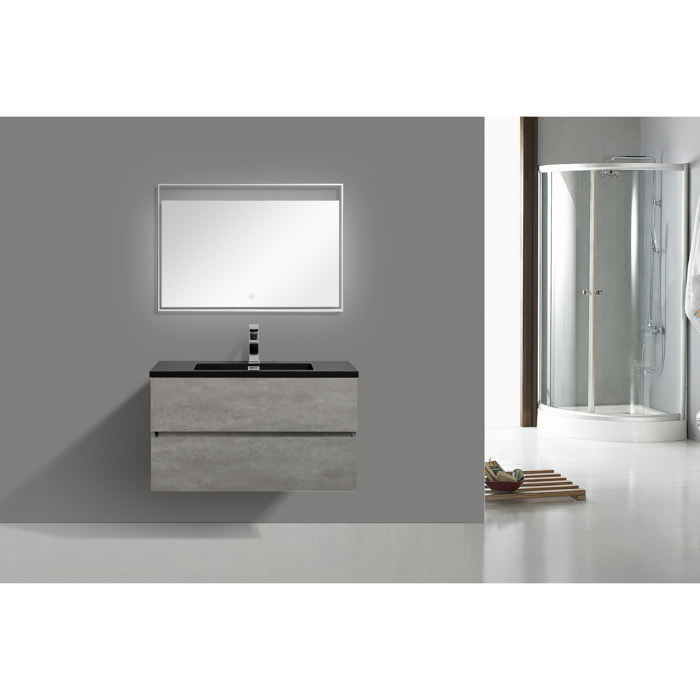 Tomasucci Meuble de salle de bain WILLY CIMENT NOIR 90