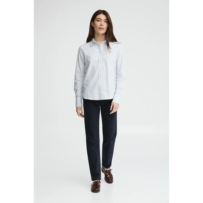 Camisa oxford de rayas azul de corte regular con bordado Rigby Go