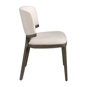 Silla con asiento y respaldo tapizados en tela gris claro patas de madera de roble en ceniza oscuro 53x55x78cm