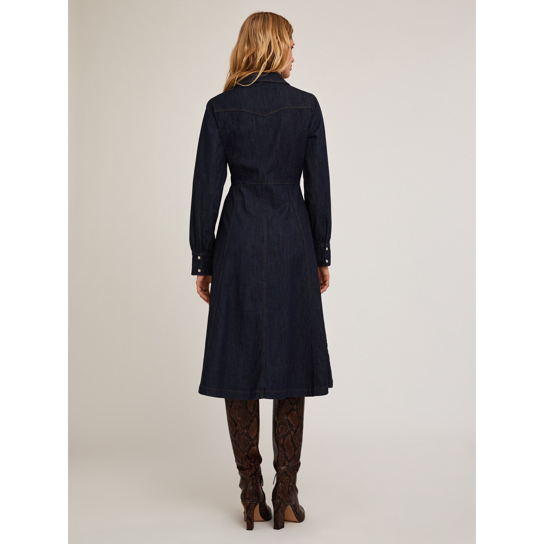Motivi - Vestido camisero en denim - Azul