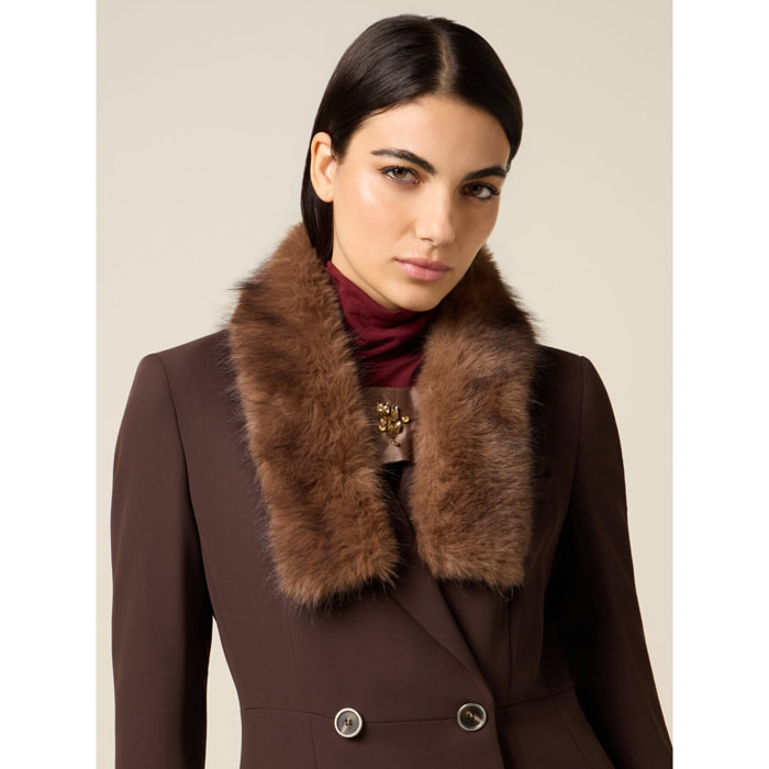 Oltre - Collo in tessuto peluche - Marrone