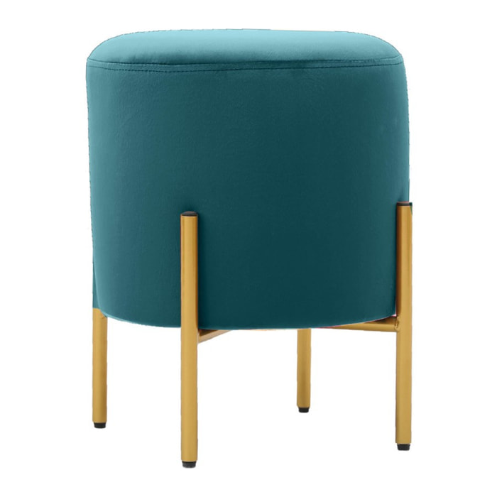 Pouf poggiapiedi da salotto celeste in velluto