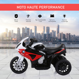 Moto électrique pour enfants 3 roues 6 V 2,5 Km/h effets lumineux et sonores rouge BMW S1000 RR