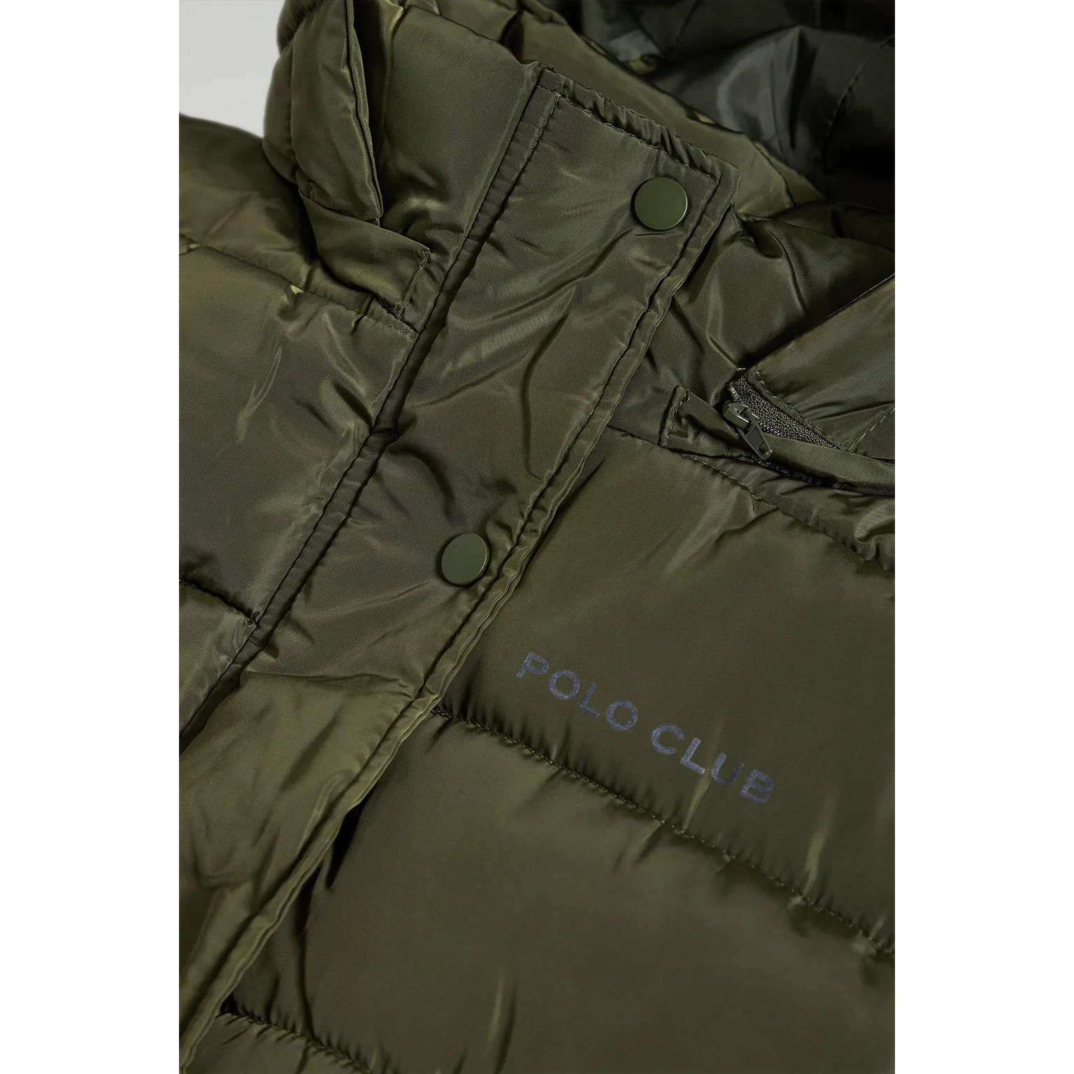 Gilet verde trapuntato con cappuccio e particolari Polo Club