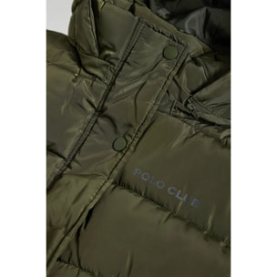 Gilet verde trapuntato con cappuccio e particolari Polo Club