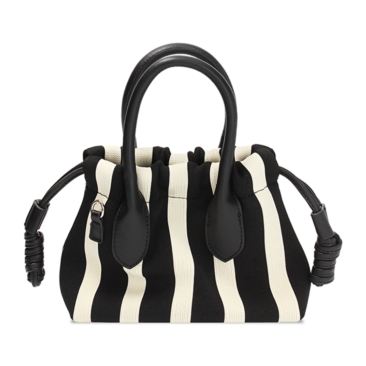 Mini bag donna nera e panna in canvas