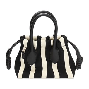 Mini bag donna nera e panna in canvas