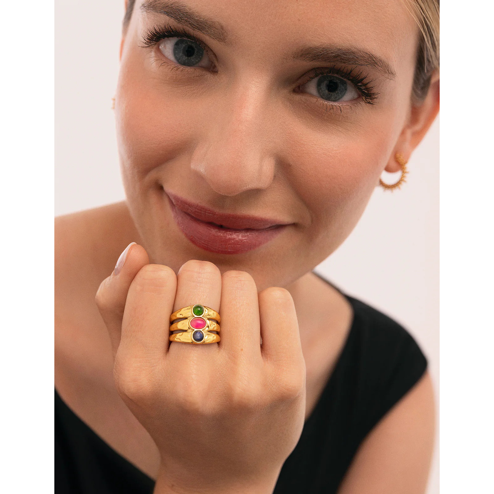 Anello Candela Stones Acciao Placcato Oro