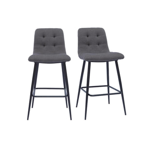 Tabourets de bar design en tissu gris et métal H65 cm (lot de 2) ESCAPE