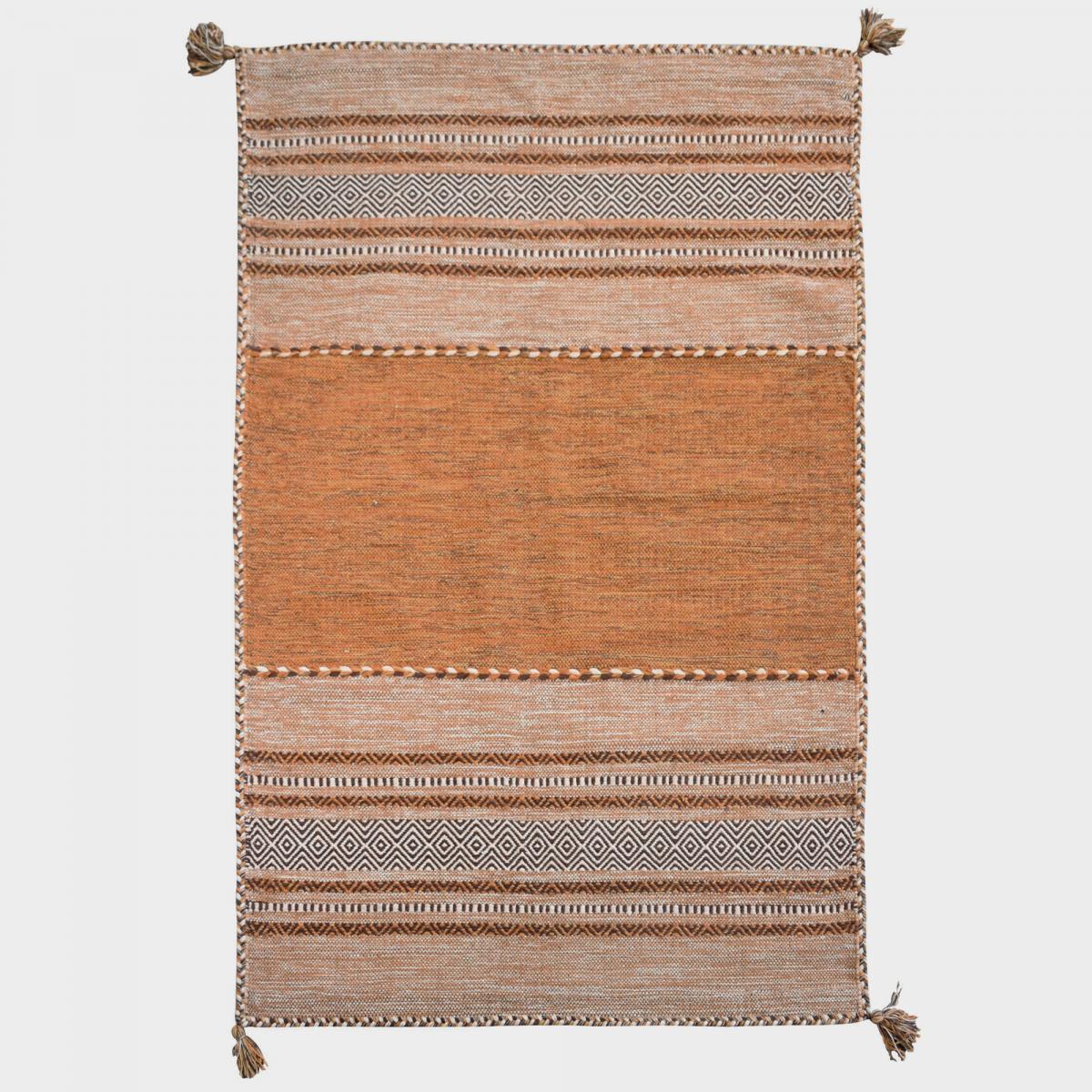 Tapis kilim Buvo tissé à la main en Coton