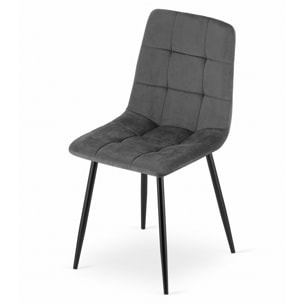 Set di 3 Sedie Kara in Velluto Grigio Antracite