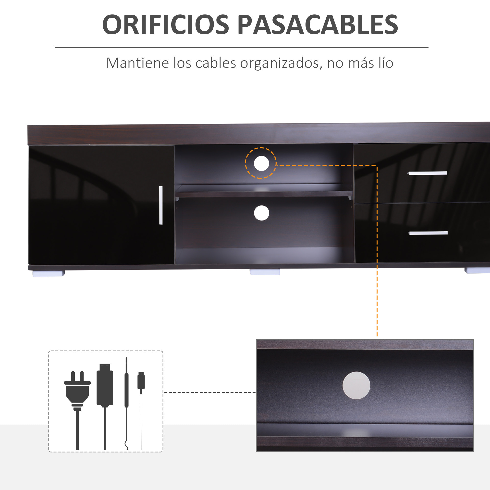 Mueble de comedor para TV Soporte de Televisor 140x40x45cm Armario TV Mesa Café