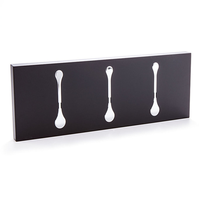 Porte-manteau mural Tomasucci BIN 3 BLACK, métal noir mat, 48 × 3 × 18 cm