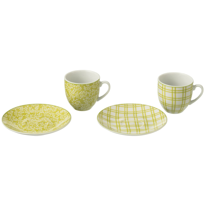 J-Line tasse + sous-tasse - céramique - vert - boîte de 6