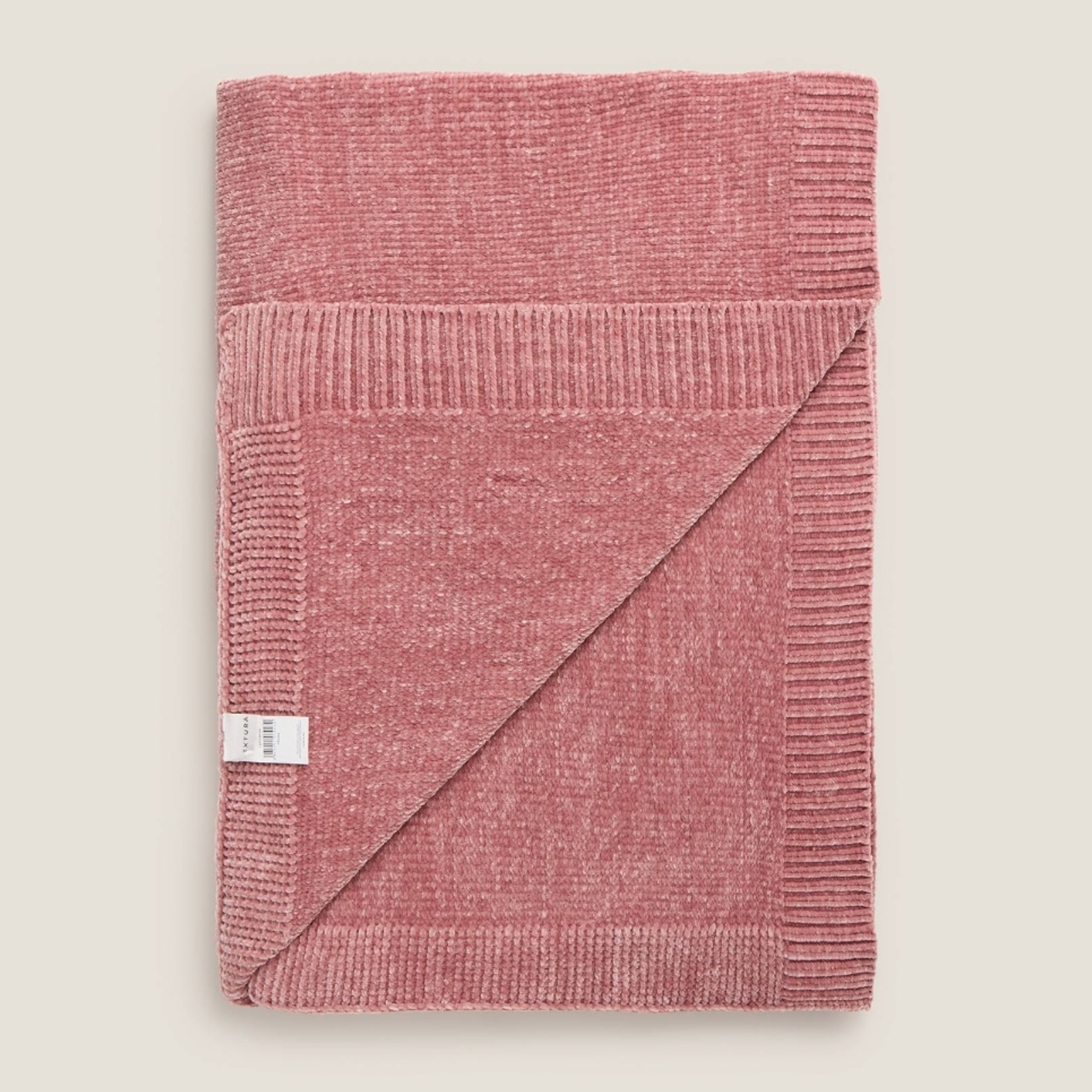 Plaid chenilla Chenu color rosa Poliéster