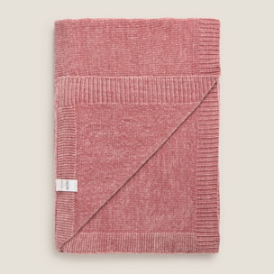 Plaid chenilla Chenu color rosa Poliéster