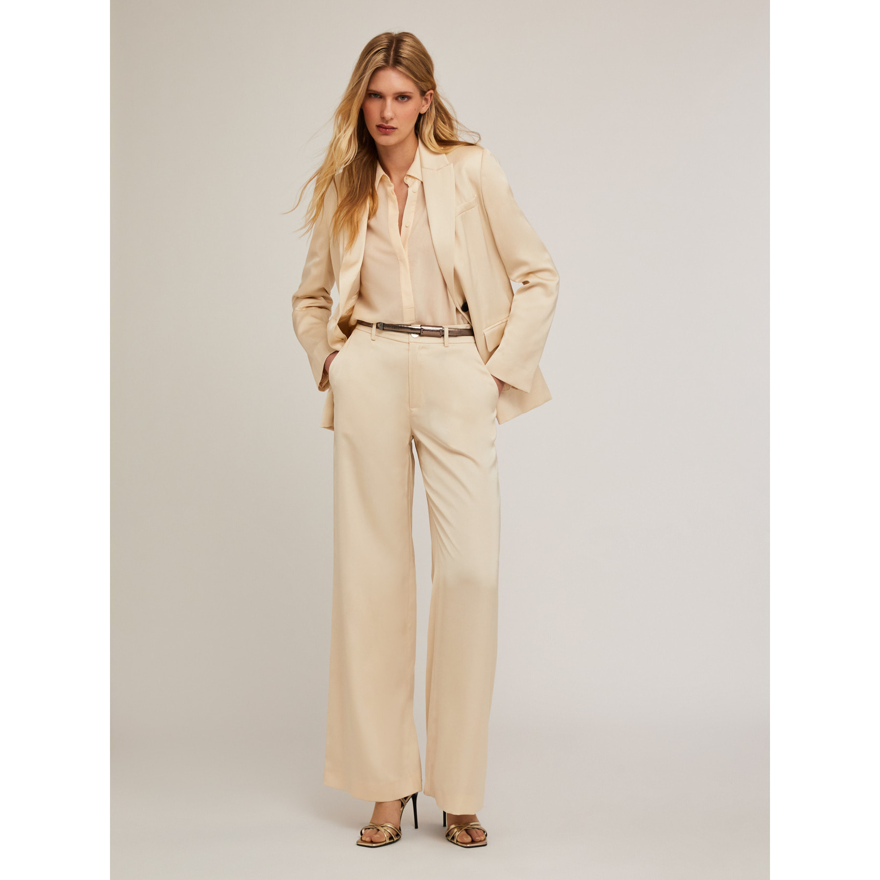 Motivi - Pantaloni palazzo in raso satin - Beige