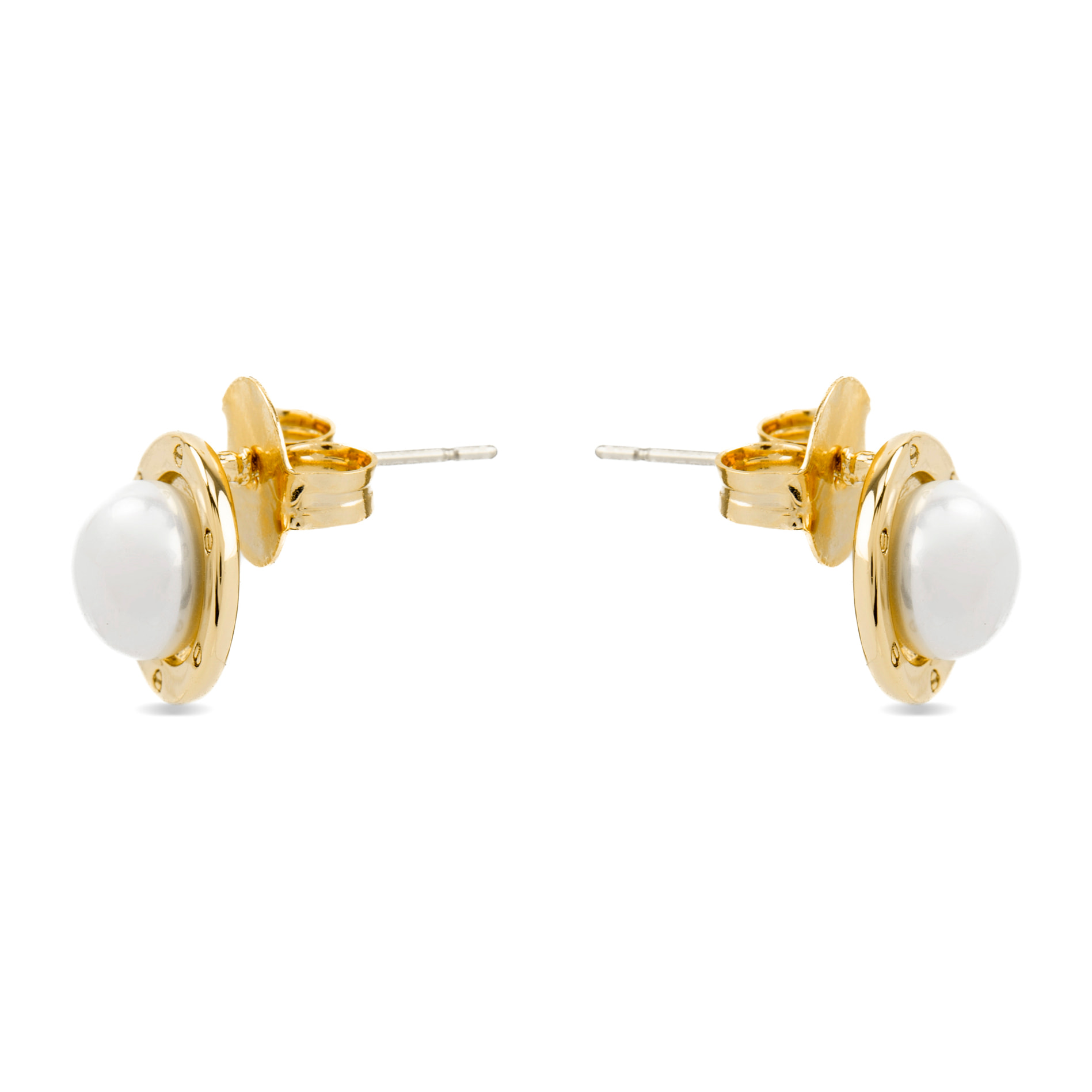 Pendientes con Perla Blanca acabado oro 18k