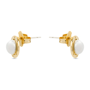 Pendientes con Perla Blanca acabado oro 18k